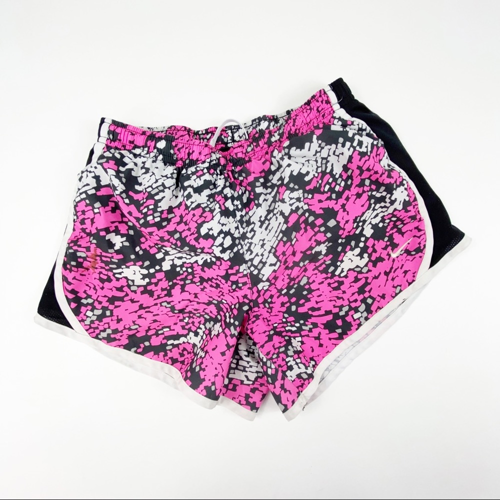 Nike Dri-Fit Running Shorts Girls Size L  Tempo Active Lined Pink & Black